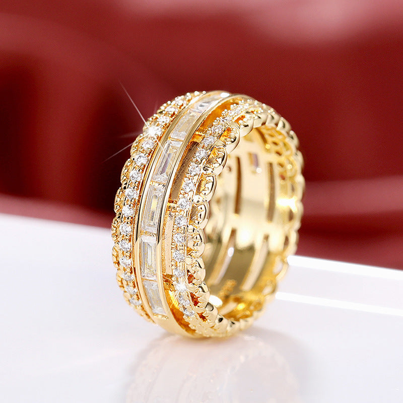 Micro Inlaid Zircon Exaggerated Gorgeous Flower Lady Rings