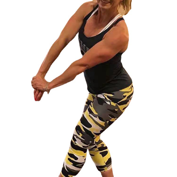 Printed Camouflage Trousers Fashionable High-waisted Trousers