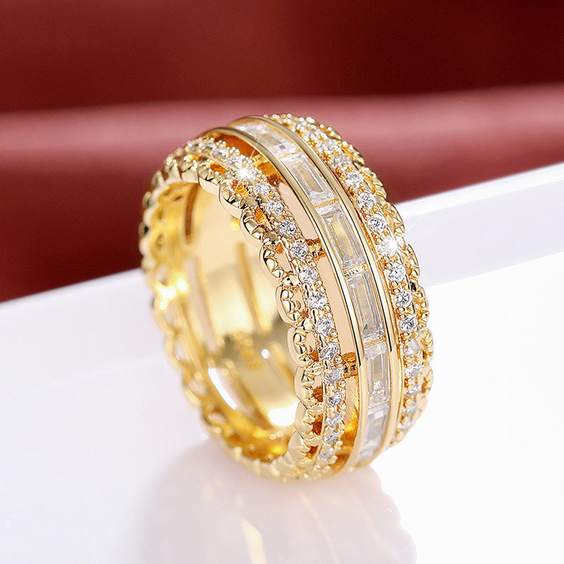 Micro Inlaid Zircon Exaggerated Gorgeous Flower Lady Rings
