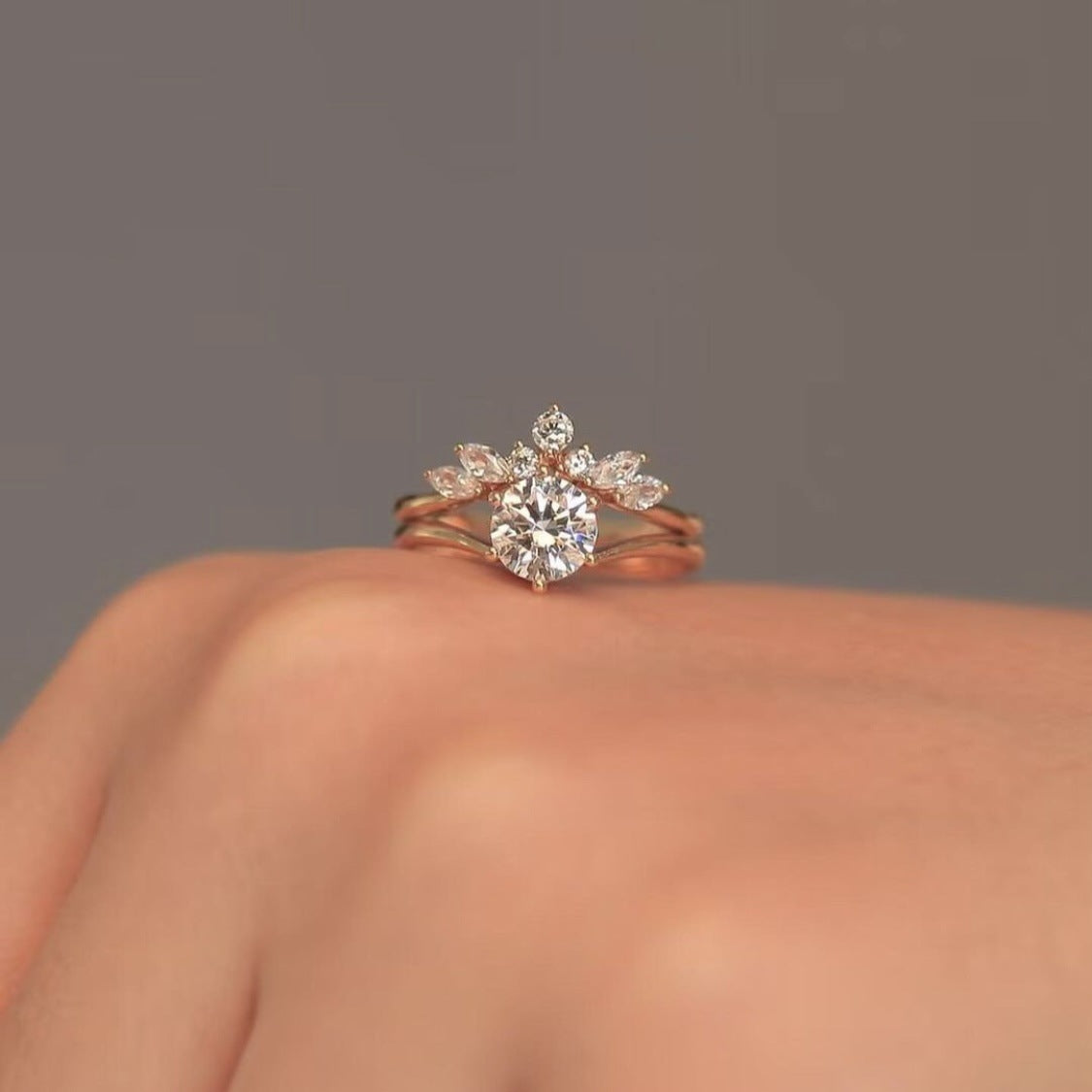 Sanjie Alloy Lady Couple Rings Simple Rose Gold Ring Set