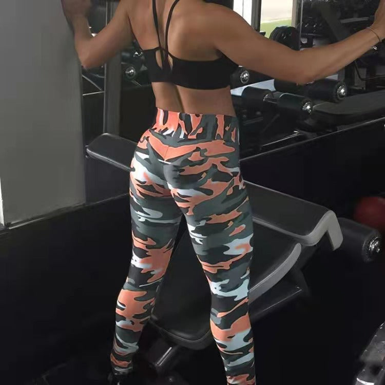 Printed Camouflage Trousers Fashionable High-waisted Trousers