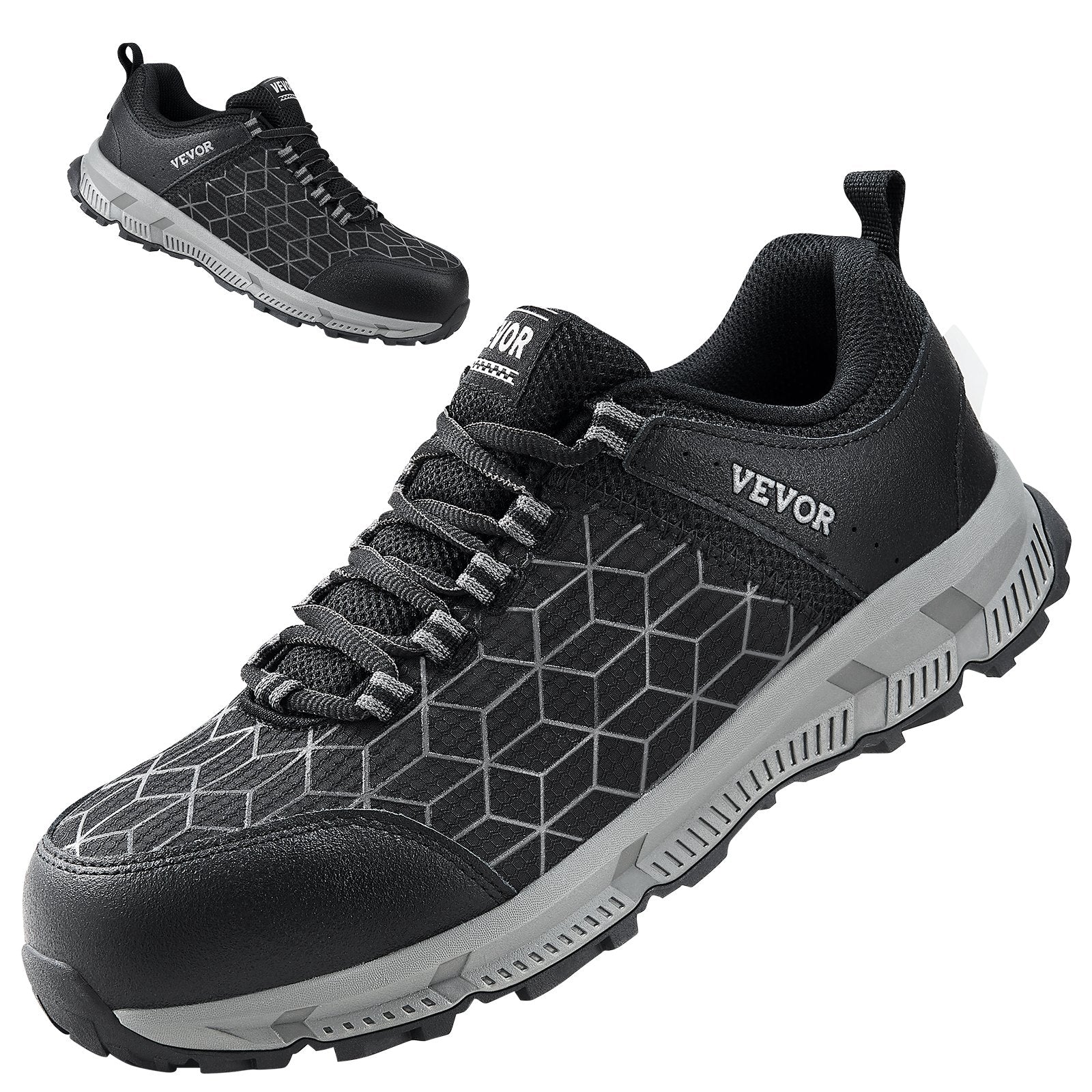 Steel Toe Shoes For Men, US Size 9.5, Men’s Cushion Sport Safety Toe Athletic Work Shoe, Indestructible Safety Sneakers Lightweight,Breathable Industry Construction Work Shoes, Black